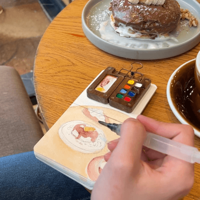 Wooden Mini Watercolour Paint Set